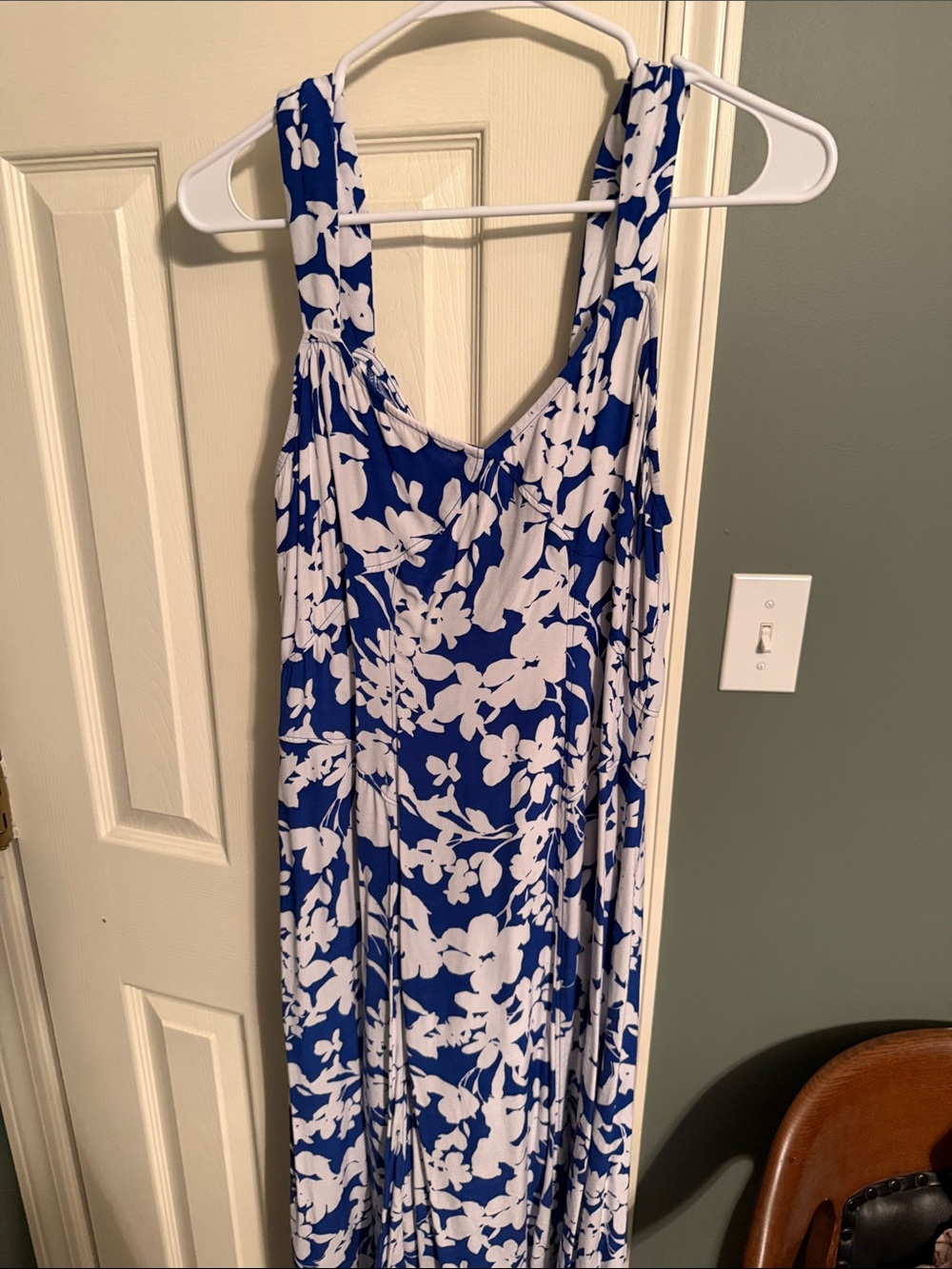 Loft Blue and White Floral Maxi Dress